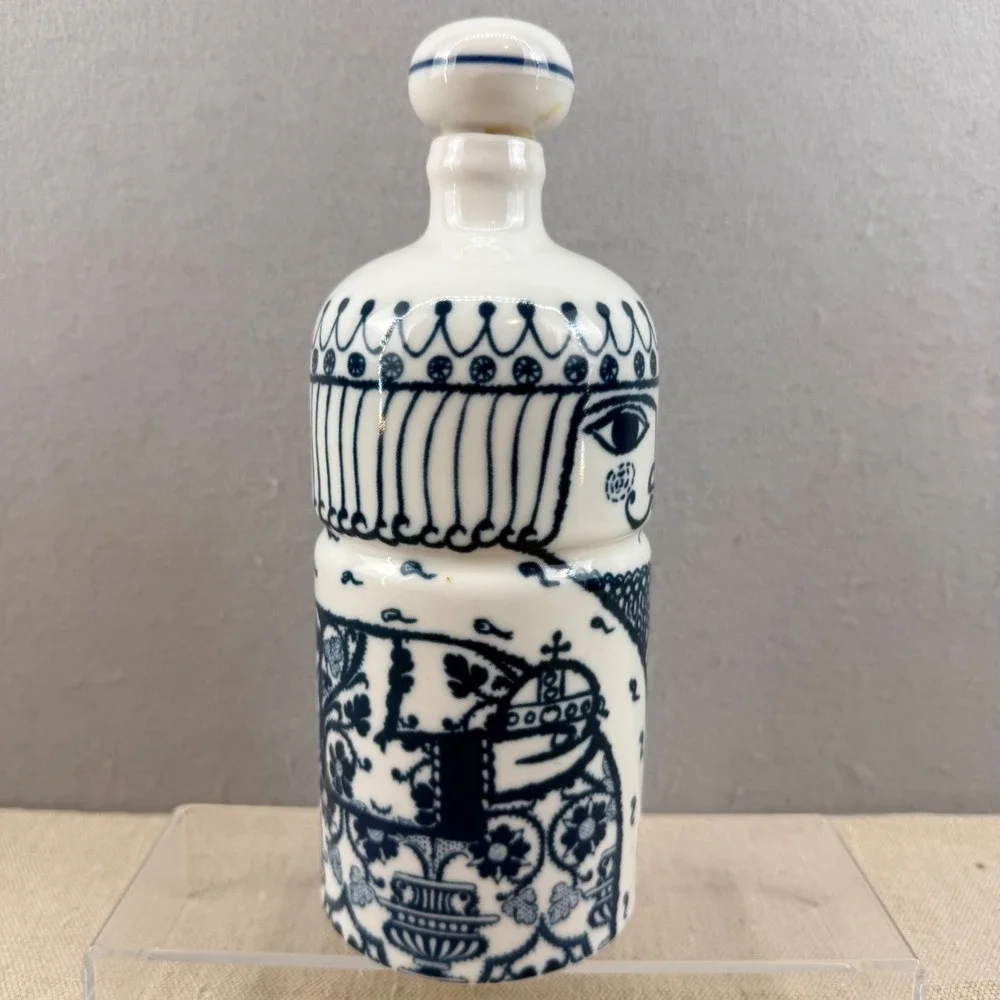 Vintage Altenkunstadt Western Germany Porcelain King‎ Decanter Blue White MCM